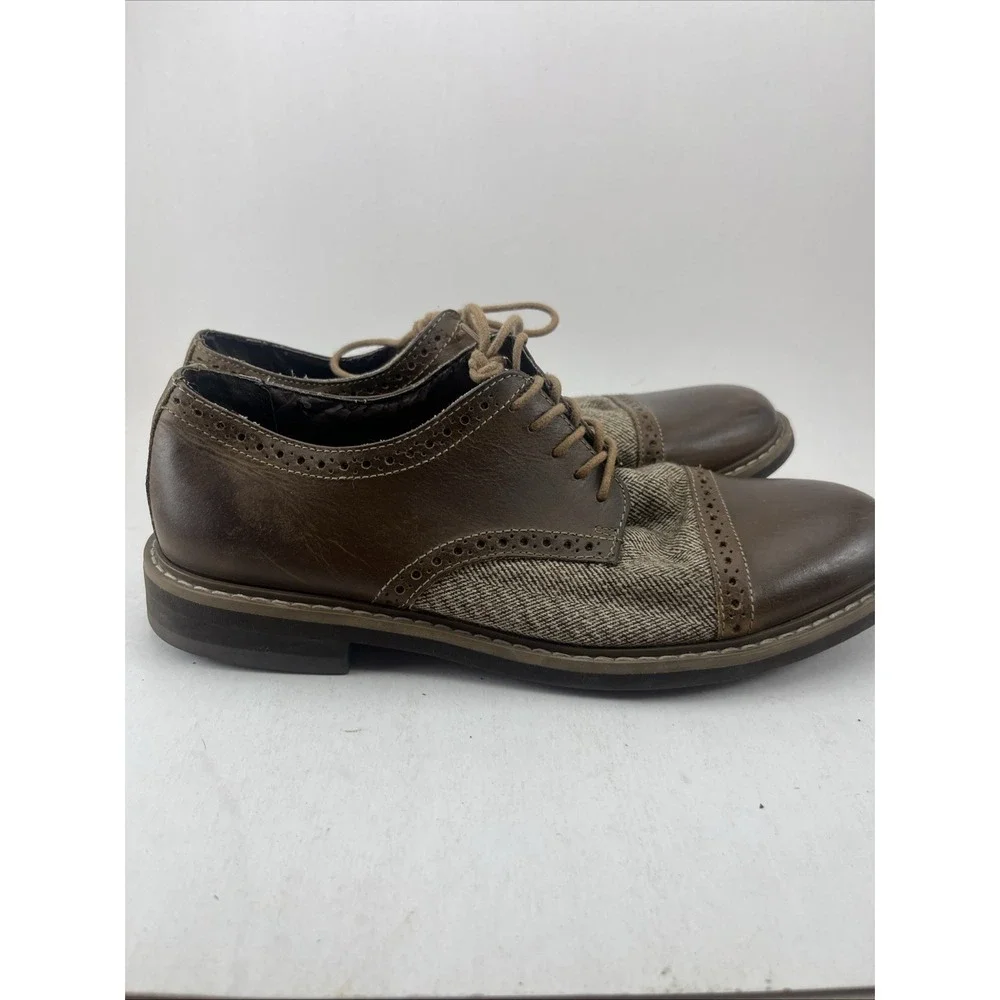 G.H. Bass & Co. Howie Men's Shoes 10.5M Brown Leather Tweed Oxford Dress Casual